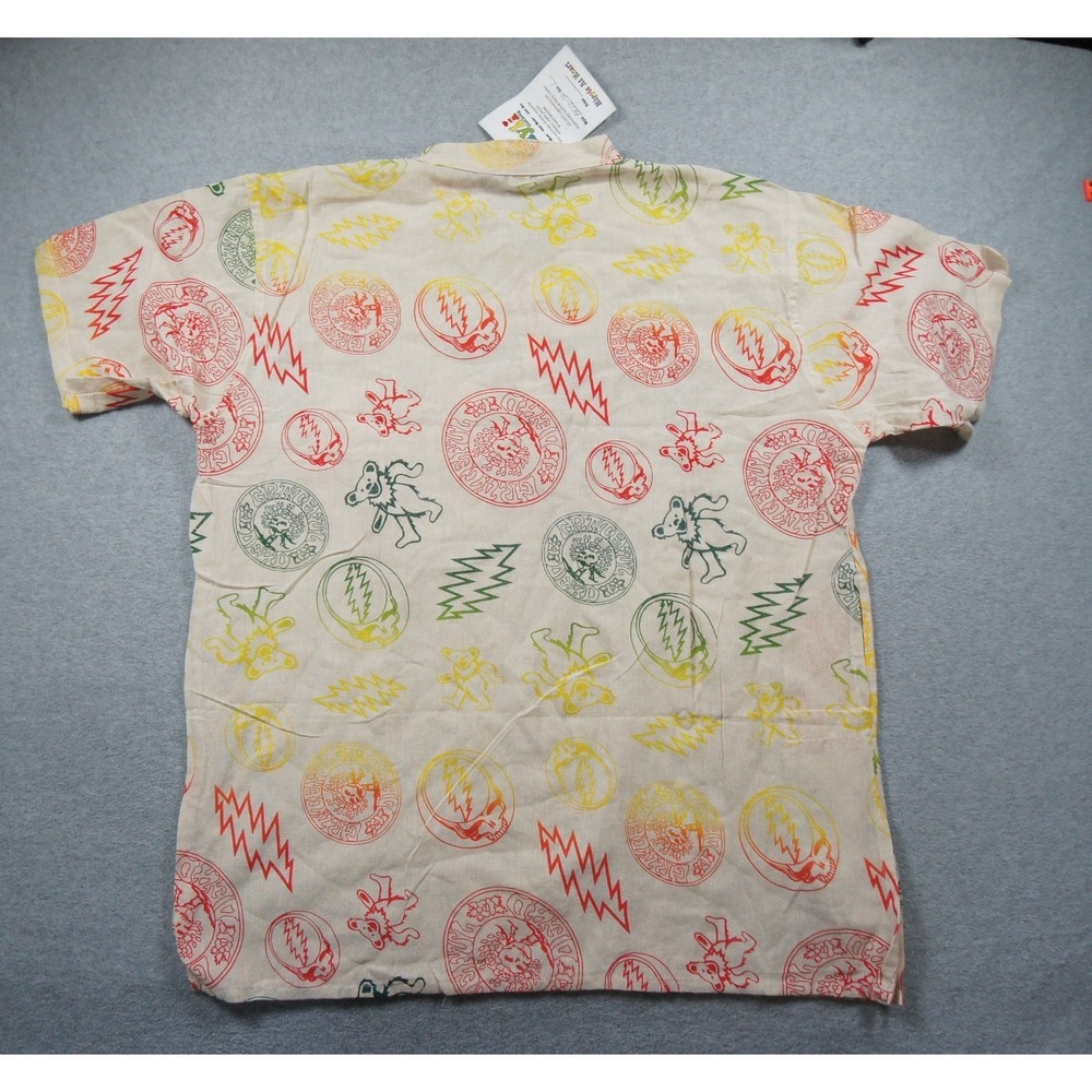 Grateful Dead Shirt Mens Large Henley Jayli Short Sleeve AOP Band Tee Rock Adult - Picture 6 of 9